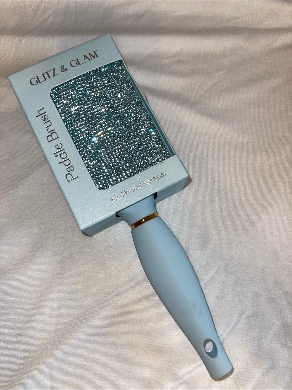 Glitz & Glam Light Blue Paddle Brush with Sparkle Panel